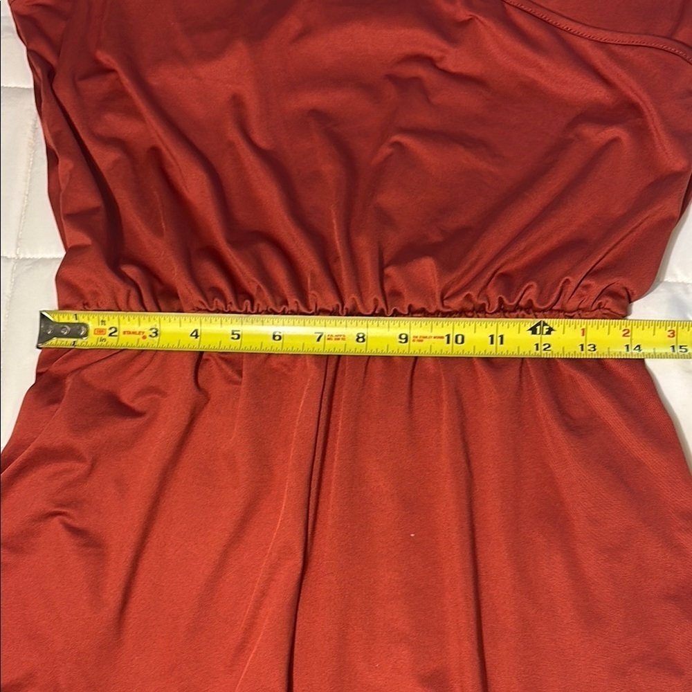 One-Piece Rust Orange Ruffle Swimsuit Romper size L - Picture 6 of 12